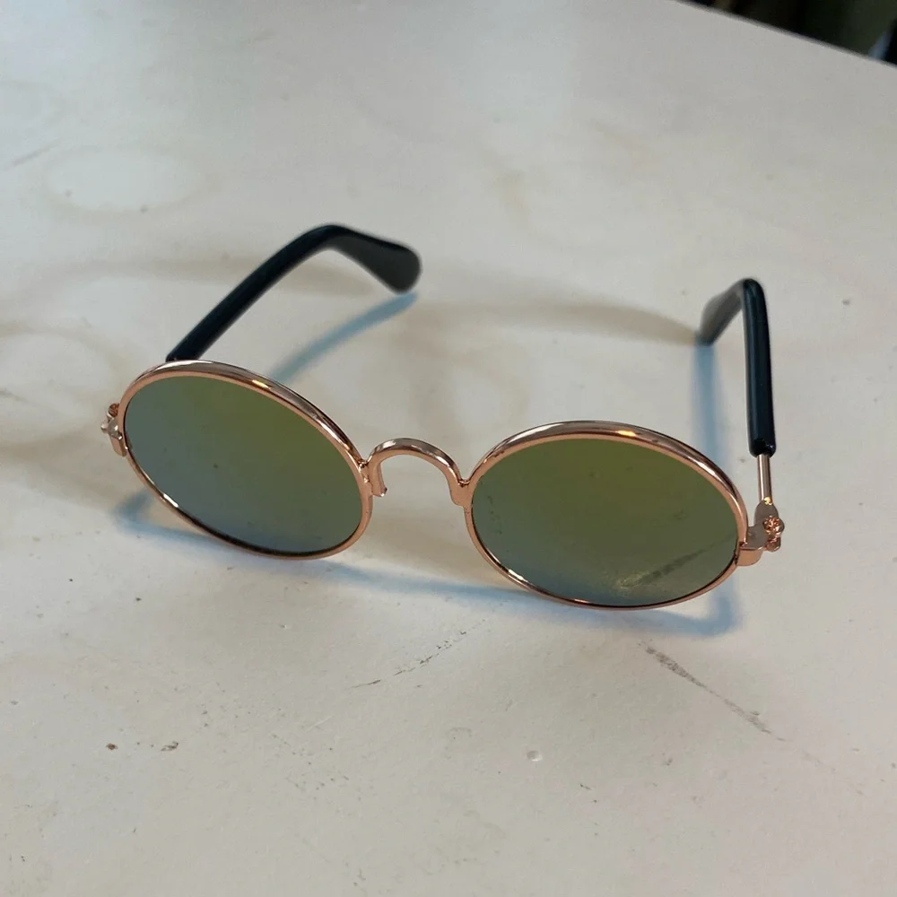 1 Pair Tinted Lens Pet Glasses - Dark Green Reflective | Small Dogs | Cats